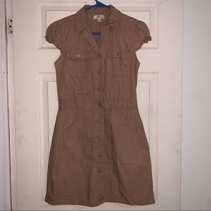 Khaki button-front dress